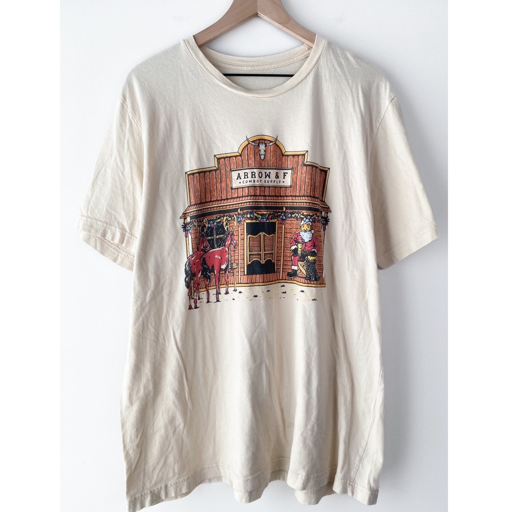 Cowboy Santa Arrow‎ & F Cowboy Supply Graphic Print T Shirt Womens Western Boho